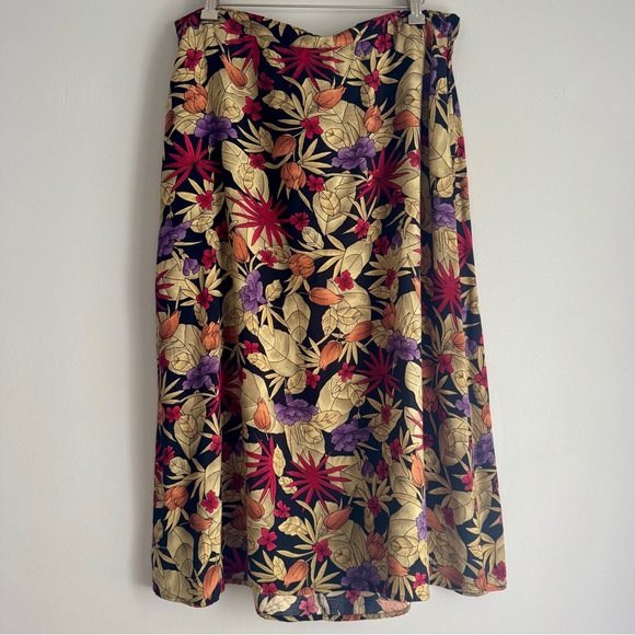 Vintage 90s Sag Harbor Petite Two Piece Floral Short Sleeve Button Midi Skirt - Picture 8 of 13